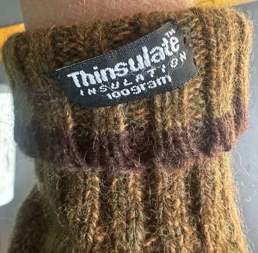 Thinsulate Insulated wool mittens/fingerless gloves in brown